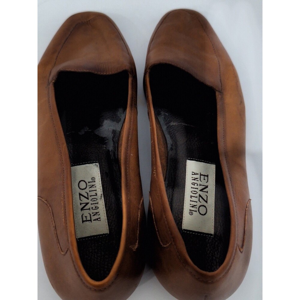Enzo Angiolini Brown Leather Loafers Women's Sz 9M Slip On Made In Italy Luxury - Picture 5 of 12